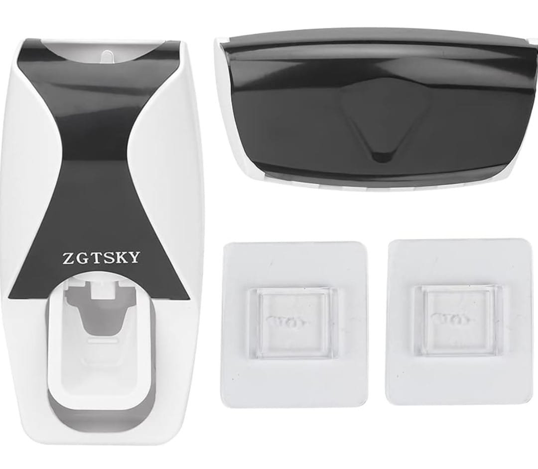 Toothpaste Dispenser Toothpaste Dispenser Black Abs Wall Mounted - Image 3