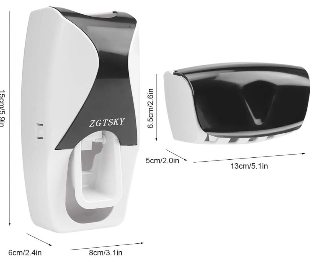 Toothpaste Dispenser Toothpaste Dispenser Black Abs Wall Mounted - Image 4