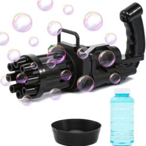 Kids Automatic Gatling Bubble Guns Toy 8 Holes Electric Soap Water Bubble Machine For Outdoor