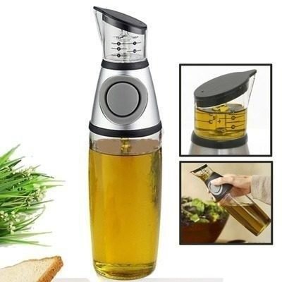 Manual press one touch 500ml oil & vinegar dispenser bottle with measurement cup best for kitchen - Image 2