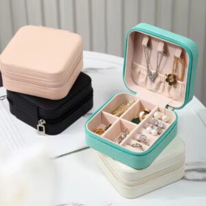 Mini Leather Square Jewellery Box, Luxury Square Cosmetic Box, Mini Travel Jewellery Box Storage Organizer