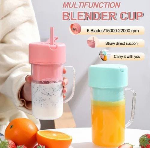 2 in 1 PORTABLE FRUIT JUICER WITH STRAW BLADE RECHARGEABLE BLENDER JUICER 340ml crusher juicer - Image 2