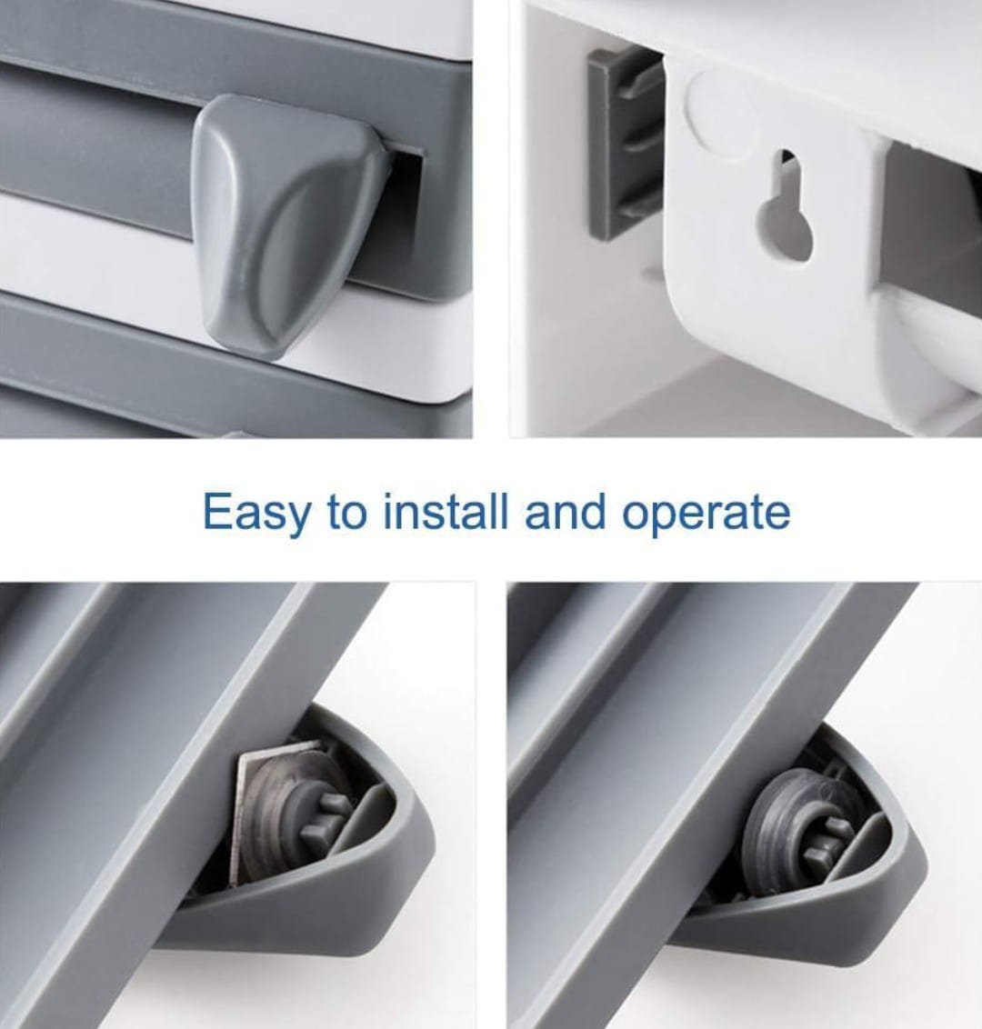 4 in 1 Paper Dispenser and Holder for Cling Film,Wrap Center Holds Aluminum Foil and Kitchen Roll,Plastic Wrap and Paper Towels Tissue Paper Roll - Image 4